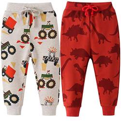 FAIRYRAIN 2er Pack Kinder Junge Sweathose Kids Karikatur Drucken Sporthose Jogger Pants Hose Babyhose Jogginghose 2T von FAIRYRAIN