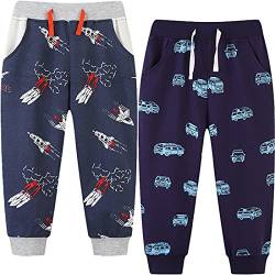 FAIRYRAIN 2er-Pack Unisex Jungen Mädchen Kinder Baumwolle Pants Hose Dinosaurier Karikatur Gedruckt Freizeithose Sporthose Jogginghose Sweathose 2T von FAIRYRAIN