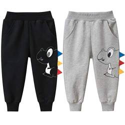 FAIRYRAIN 2er-Pack Unisex Kinder Jungen Mädchen Hose Jogginghose Sweathose Karikatur Drucken Elastische Freizeithose 130 von FAIRYRAIN