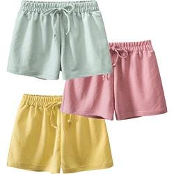 FAIRYRAIN 3er-Pack Kinder Mädchen Sommer Shorts Hotpants Kurze Hosen Elastische Taille Thin Slim Sommerhose Kurze Hose 110 von FAIRYRAIN