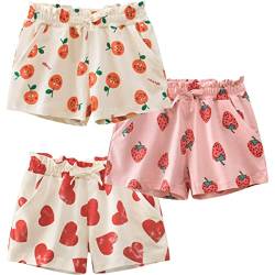 FAIRYRAIN 3er-Pack Kinder Mädchen Sommer Shorts Hotpants Kurze Hosen Elastische Taille Thin Slim Sommerhose Kurze Hose 140 von FAIRYRAIN