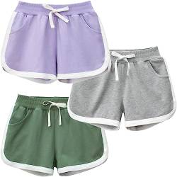 FAIRYRAIN 3er-Pack Kinder Mädchen Sommer Shorts Hotpants Kurze Hosen Elastische Taille Thin Slim Sommerhose Kurze Hose von FAIRYRAIN