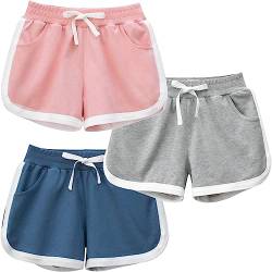 FAIRYRAIN 3er-Pack Kinder Mädchen Sommer Shorts Hotpants Kurze Hosen Elastische Taille Thin Slim Sommerhose Kurze Hose von FAIRYRAIN