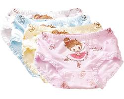 FAIRYRAIN 4 Packung Baby Kleinkind Mädchen Ballett Prinzessin Pantys Hipster Shorts Spitze Baumwollunterhosen Unterwäsche 2-4 Jahre von FAIRYRAIN