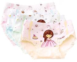 FAIRYRAIN Baby Kleinkind Mädchen Prinzessin Pantys Hipster Shorts Spitze Baumwollunterhosen Unterwäsche 4 Packung 2-4 Jahre von FAIRYRAIN