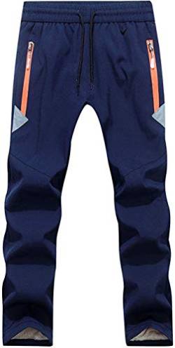 FAIRYRAIN Children's Boys Girls Winter Warm Softshell Trousers Lined Windproof Outdoor Trousers with Adjustable Drawstring Fleece Lining Rain Trousers Hiking Trousers - Blue, Gr. 140 von FAIRYRAIN