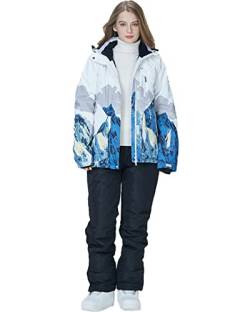 FAIRYRAIN Damen Winter Warme Winddicht Wasserdichte Schneejacken Snowboardjacke Trägerhose Set Skianzug Schneeanzug Skibekleidung für Outdoor Sport XL von FAIRYRAIN