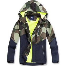 FAIRYRAIN Kinder Jungen Kapuzenjacke Softshelljacken Warme wasserdichte Camouflage Jacke Übergangsjacke Regenjacke Wanderjacke Outdoorjacke 140 von FAIRYRAIN