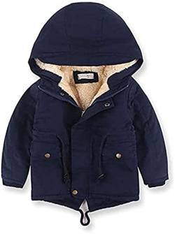 FAIRYRAIN Kinder Jungen Mädchen Winterjacke mit Kapuze Winter Mantel mit Fleecefutter Fleecejacke Verdickt Kinderjacke Parka Übergangsjacke 130 von FAIRYRAIN