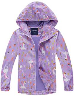 FAIRYRAIN Kinder Mädchen Jacke mit Fleecefütterung Übergangsjacke Winddicht Regenjacke Softshelljacken Kapuzenjacke Wanderjacke Outdoorjacke 130 von FAIRYRAIN