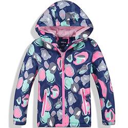 FAIRYRAIN Kinder Mädchen Kapuzenjacke Softshelljacken Warme wasserdichte Blume Polka dots Jacke Übergangsjacke Regenjacke Wanderjacke Outdoorjacke 110 von FAIRYRAIN