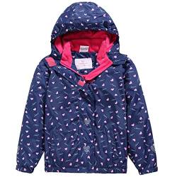 FAIRYRAIN Kinder Mädchen wasserdichte Gefütterte Jacke Übergangsjacke Regenjacke Softshelljacken Kapuzenjacke Wanderjacke Outdoorjacke (Blau, 110) von FAIRYRAIN