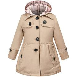 FAIRYRAIN Mädchen Kids Teens Kinder Jacke Trenchcoat Windjacke Übergangsjacke Frühling Trenchcoat Outwear Mantel mit abnehmenbarer Kapuze 150 von FAIRYRAIN