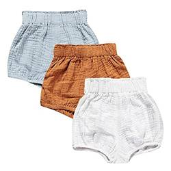 Kids Tales 3 Pack of Kids Tales Kleinkind Baby Mädchen Jungen Cotton Linen Sommer Blend Cute Bloomer Shorts (C#1, 6-12 Monate) von FAIRYRAIN