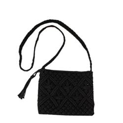 FAIRYSAN Einfache Quaste Clutch Retro Baumwolle gewebte Tasche Strand Häkeln Geldbörse Stricktasche, schwarz 2, Einheitsgröße von FAIRYSAN