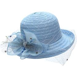 FAIRYSAN Eleganter Schleife Sonnenhut Frauen Sommer Mode Sonne Mesh Hut, himmelblau, Einheitsgröße von FAIRYSAN