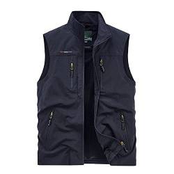 FAJIAYI Herren-Weste Mit Multi-Pocket Waistcoat Outdoor-Sportweste Ärmellose Atmungsaktive Freizeitweste Für Fotografie-Angelreisen,Blau,4XL von FAJIAYI