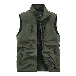 FAJIAYI Herren-Weste Mit Multi-Pocket Waistcoat Outdoor-Sportweste Ärmellose Atmungsaktive Freizeitweste Für Fotografie-Angelreisen,Grün,XXL von FAJIAYI