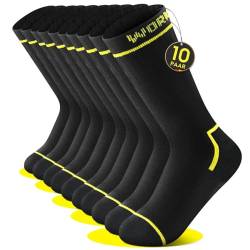 FALARY 10 Paar Socken Herren 47-49 Arbeitssocken Herrensocken Baumwolle Funktionssocken Herren Tennissocken Sportsocken 47-50 Wandersocken Strümpfe Schwarz Innenfrottee Dicke Socken von FALARY