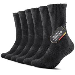 FALARY 6 Paar Sportsocken Damen 35-38 Winter Wandersocken Damen 35-38 Baumwollsocken Wintersocken Frotteesocken Tennissocken Laufsocken Damensocken für Trekking Outdoor Dunkelgrau von FALARY