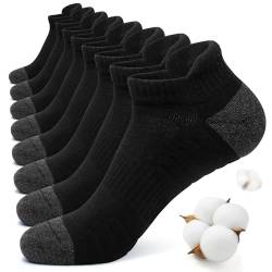 FALARY 8 Paar Sportsocken Damen 35-38 Schwarz Kurz Socken Damen 35-38 Laufsocken Halbsocken Kurzsocken Sport Running Socken Frotteesohle Atmungsaktiv von FALARY