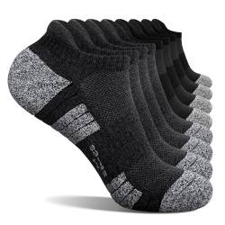 FALARY 8 Paar Sportsocken Herren 39-42 Kurz Socken Damen Sneaker Socken Anti-Rutsch Halbsocken Laufsocken Schwarz Dunkelgrau von FALARY