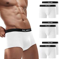 FALARY Boxershorts Herren Unterhosen Männer Baumwolle 6er Pack Retroshorts Ohne Kratzenden Zettel Shorts Herren UnterwäSche Boxer Sportunterhosen für Herren（Weiß,3XL） von FALARY