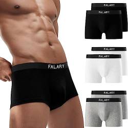 FALARY Boxershorts Herren Unterhosen Männer Baumwolle Retroshorts Shorts UnterwäSche Boxer Ohne Kratzenden Zettel 6er Pack Sportunterhosen für Herren,L,Schwarz/Weiß/Grau, von FALARY