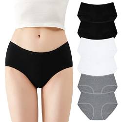 FALARY Damen Höschen Weicher Komfort Baumwolle Atmungsaktiv Mid-Rise Panty Hipster Panty 6 Stück Schwarz XS von FALARY