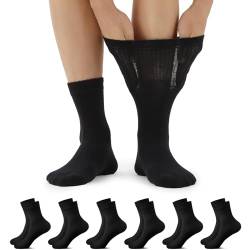 FALARY Diabetikersocken Herren 43-46 Extra Weit Schwarz Diabetiker Socken Herren 44-46 ohne Gummi Socken mit Komfortbund ohne Naht Gesundheitssocken Baumwolle 6 Paar von FALARY