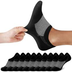 FALARY Füßlinge Herren 47-50 Sneaker Socken Damen Füsslinge Kurze Socken 10 Paar Schwarz Unsichtbar No Show socks Sneakersocken von FALARY