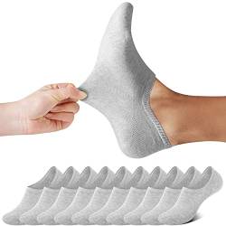 FALARY Füßlinge Herren Damen Footies Unsichtbare Kurze 10 Paar Sneaker Socken Großes Silikonpad Verhindert Verrutschen_Grau_47-50 von FALARY