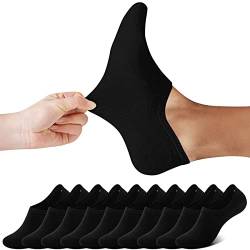 FALARY Füßlinge Herren Damen Footies Unsichtbare Kurze 10 Paar Sneaker Socken Großes Silikonpad Verhindert Verrutschen_Schwarz_47-50 von FALARY