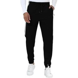 FALARY Jogginghose Herren Schwarz L Sporthose Extra Lang Freizeithose Sport Hose Sweathose Sweatpants Relaxing Hose Casual Männer Winter von FALARY