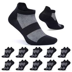 FALARY Kurze Socken Damen 39-42 Schwarz Sportsocken 10 Paar Sneaker Socken Herren Baumwolle Atmungsaktive Laufsocken Unisex von FALARY