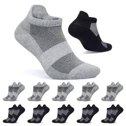 FALARY Kurze Socken Herren 39-42 Schwarz Grau Sportsocken 10 Paar Sneaker Socken Damen Baumwolle Atmungsaktive Laufsocken Unisex von FALARY