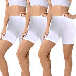 FALARY Leggings Kurz Damen Hose Unter Rock Sicherheit Shorts Kurze Radlerhose Unterhose Damen Weiß XS 3Pack von FALARY