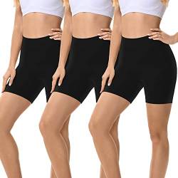 FALARY Radlerhose Damen Unterhose Atmungsaktiv Anti Scheuern Kurze Leggings Sommer Hose für Unter Kleid Schwarz M 3er Pack von FALARY