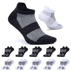 FALARY Sneaker Socken Damen 35-38 Kurze Socken 10 Paar Herren Schwarz Weiß Sportsocken Baumwolle Atmungsaktive Laufsocken Unisex von FALARY