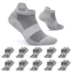 FALARY Sneaker Socken Damen 39-42 Grau Kurze Socken Herren Sportsocken 10 Paar Baumwolle Atmungsaktive Laufsocken Unisex von FALARY