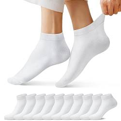 FALARY Sneaker Socken Damen Herren Sneakersocken Kurze 10 Paar Baumwolle Atmungsaktive Halbsocken Unisex, 39-42, 10x Weiß von FALARY