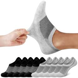 FALARY Sneaker Socken Damen Schwarz Grau Füßlinge Herren Kurze Socken 10 Paar 35-38 Füsslinge Unsichtbar No Show socks Sneakersocken von FALARY