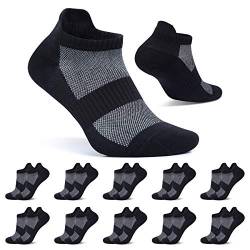 FALARY Sneaker Socken Damen Schwarz Sportsocken Herren 47-50 Kurze Socken 10 Paar Baumwolle Atmungsaktive Laufsocken Unisex von FALARY