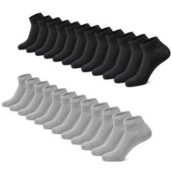 FALARY Sneaker Socken Herren Damen 12 Paar Kurze Halbsocken Baumwolle-SchwarzGrau-39-42 von FALARY