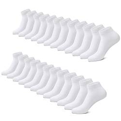 FALARY Sneaker Socken Herren Damen 12 Paar Kurze Halbsocken Baumwolle-Weiß-43-46 von FALARY