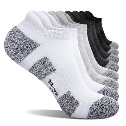 FALARY Sneaker Socken Herren Damen 43-46 8 Paar Sportsocken Gepolsterte Laufsocken Unisex Weiß Schwarz Hellgrau Dunkelgrau von FALARY