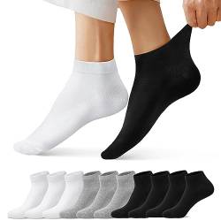 FALARY Sneaker Socken Herren Damen Sneakersocken Kurze 10 Paar Baumwolle Atmungsaktive Halbsocken Unisex Schwarz Weiß Grau 47-50 von FALARY