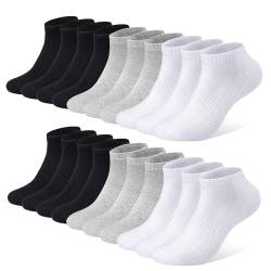 FALARY Sneaker Socken Herren Damen Sportsocken Atmungsaktives Laufsocken Baumwollsocken Kurze Halbsocken Schwarz Weiß Grau 47-50 von FALARY