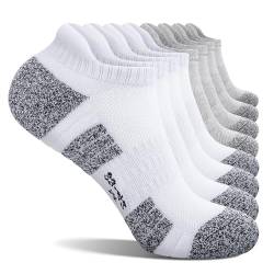 FALARY Socken Herren 39-42 Sneakersocken Damen 8 Paar Sportsocken Halbsocken Anti-Rutsch Kurzsocken Weiß Hellgrau von FALARY