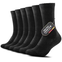 FALARY Sportsocken Damen 39-42 Schwarz Wandersocken Herren 43-46 Warm Baumwolle Wintersocken Tennissocken Funktionssocken Frotteesocken Compression Running Outdoor Atmungsaktiv Socken 6 Paar von FALARY